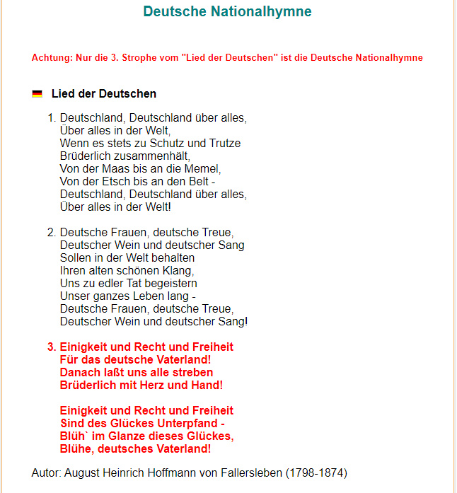 Deutsche Nationalhymne - Text