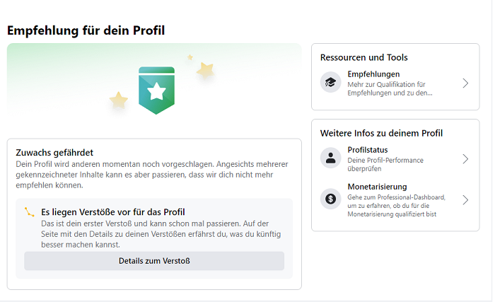 Facebook Profil Empfehlungen